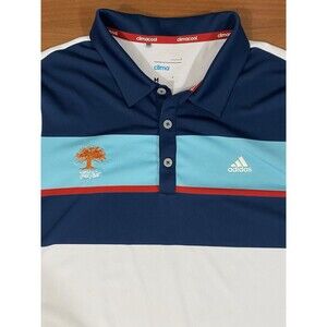Adidas Men’s M Performance Golf Polo Shirt Climacool Stretch White Blue
